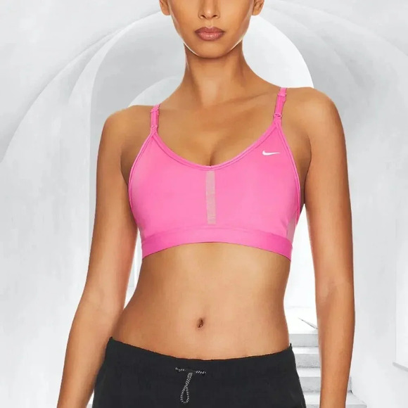 Nike Other - Nike Indy V Neck Sports Bra in Pinksicle & White Size Small